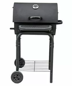 BAUHAUS Grillstar Holzkohlegrill Grilltonne L X B X H: 66 X 68 X 109 Cm, Schwarz, Hauptgrillfläche: 36,7 X 45 Cm