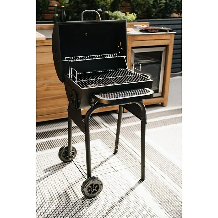 BAUHAUS Grillstar Holzkohlegrill Grilltonne L X B X H: 66 X 68 X 109 Cm, Schwarz, Hauptgrillfläche: 36,7 X 45 Cm 4 BAUHAUS Grillstar Holzkohlegrill Grilltonne L X B X H: 66 X 68 X 109 Cm, Schwarz, Hauptgrillfläche: 36,7 X 45 Cm – Bild 2