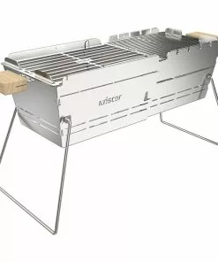 BAUHAUS Knister Holzkohlegrill Premium Silbergrau, Hauptgrillfläche: 22 X 28 -52 Cm