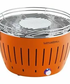 BAUHAUS LotusGrill Raucharmer Holzkohlegrill Classic Mandarinenorange, Hauptgrillfläche: Ø 32 Cm